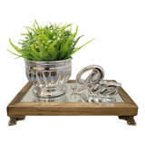 Conjunto Bandeja Flor Palavra Lavabo Sala Quarto Decoracao  