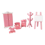 Muebles Miniatura - Juego Dormitorio Bebé - Muñecos De 5 Cm