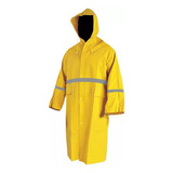 Impermeable Gabardina Larga Capucha Amarillo Refejante T-med