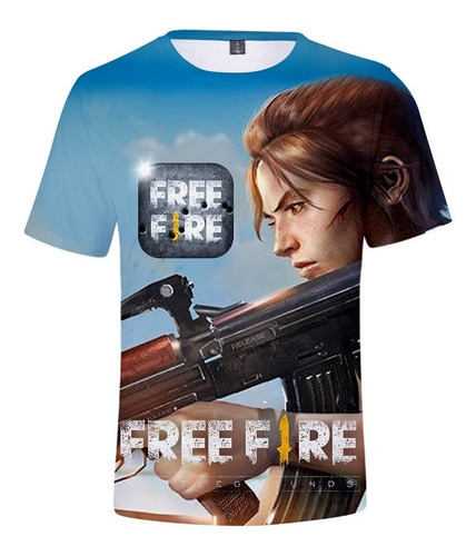 Polera Niño Videojuego Free Fire Full 3d Impresión Digital 