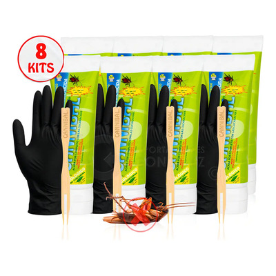 Kit 8 Cannibal® Veneno Mata Cucarachas Producto Exterminador De Plagas Ecológico Con 8 Tubos De 120g. + Guante Y Aplicador | Meses sin interés