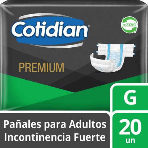 Pañales Adulto Cotidian Premium Incontinencia Fuerte 20 Un G