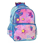 Mochila Escolar Costas Infantil Holográfica Grande Clio Azul