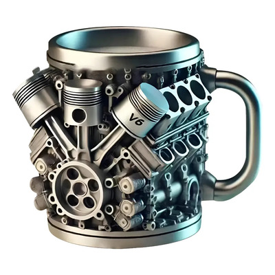 A Taza De Acero Inoxidable Diseño Motor Personalizada Gris A