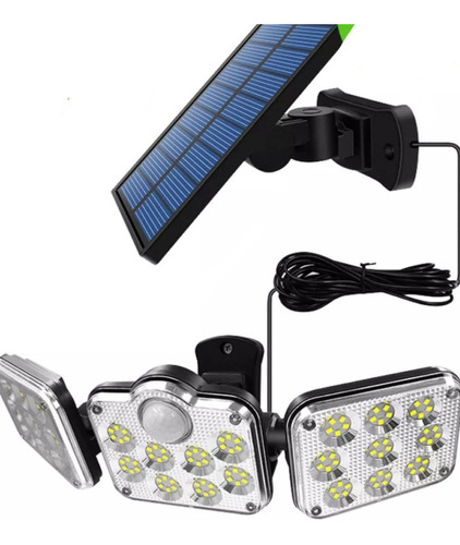 Foco Led Solar 3 Cabezas C/ Panel Independiente Sensor Mov