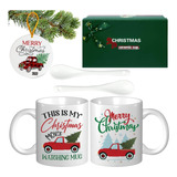 Juego De 2 Tazas Navideñas, Tazas De Café Navideñas De Cerám