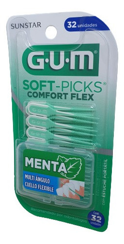 Soft Picks Comfort Flex Con Menta 32 Piezas Gum Multi Ángulo