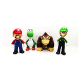 Figuras Super Mario Bross X4 Luigi, Mario, Yoshi, Donkey 