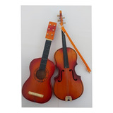 Set Juguetes Musicales Artesanal Madera Guitarrita Violín 