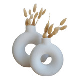 Florero Nordico Donut Moderno Texturado Set X2 Deco Dona 3d