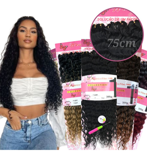 Cabelo Orgânico Crochet Braids 70cm 300 Gramas+ Brinde Top