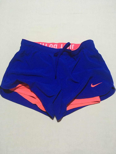 Short Nike Running Azul Licra Naranja Dri Fit Talla Chico