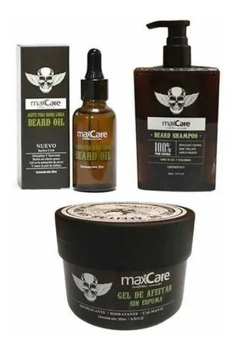 Shampoo De Barba + Gel De Afeitar  + Aceite De Barba Maxcare