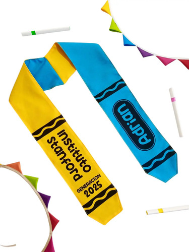 2 Estolas Graduación Preescolar Crayola Bicolor