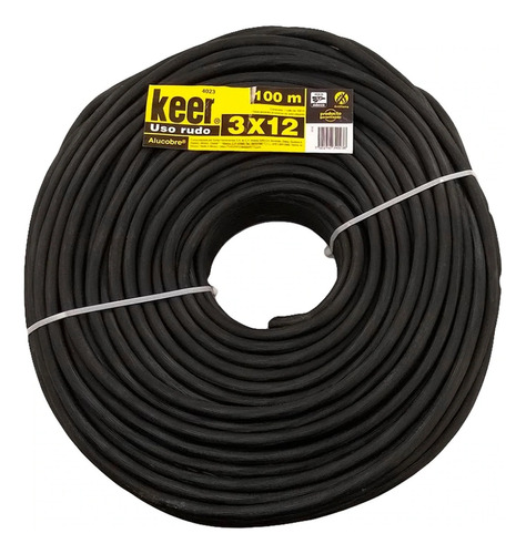 Keer (4023) Cable De Uso Rudo 3x12 Rollo100 Mts