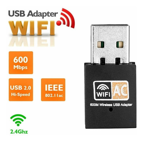 Adaptador Usb Wifi, 600 Mbps. 2.4 Ghz