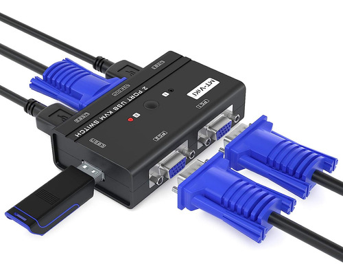 Conmutador Kvm Vga + 2 Puertos Usb Y 2 Pc