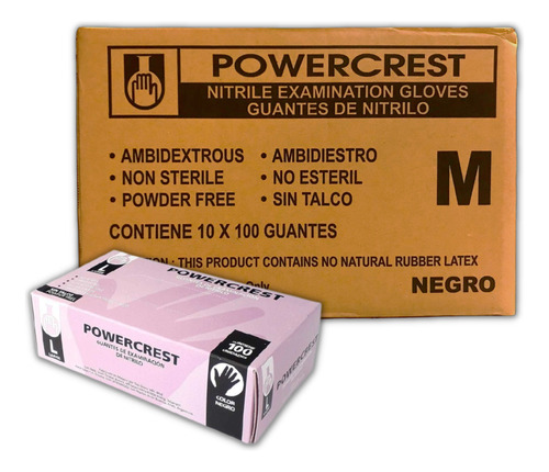 Nitrilo Negro Cajon Bulto X Mayor 10 Cajas X 100 Powercrest