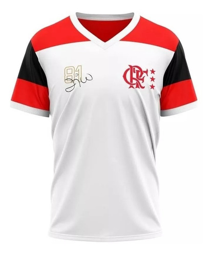Camisa Flamengo Retrô Mundial 1981 Zico Escudo Bordado