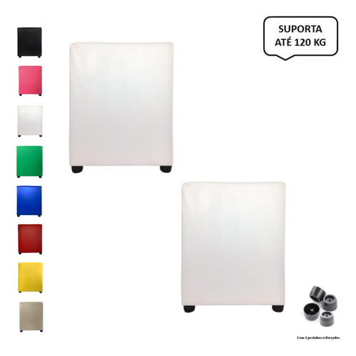 Kit 2 Pufs Banqueta Cubo Quadrado Decorativo Courino 