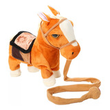 Caballo Grande De Peluche Con Silla De Montar De Color Beige