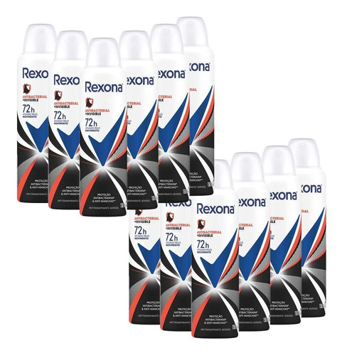 Kit 12 Desodorante Rexona Antibacterial E Invisible 150ml