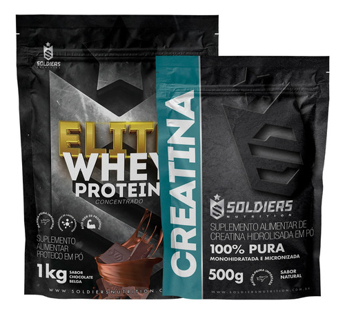 Kit: Elite Pro Whey 80% 1kg+creatina 500g-soldiers Nutrition