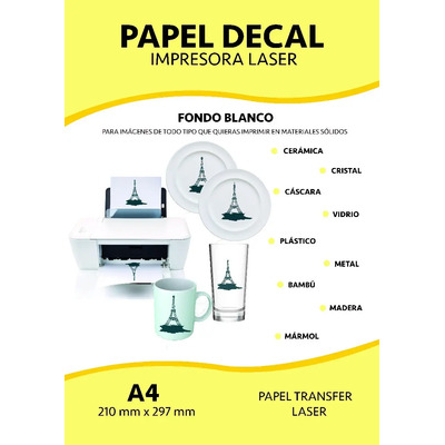 Papel Decal Calcomania Agua Uñas Cerámica Taza 5 Hojas Láser Color Blanco | MercadoLibre