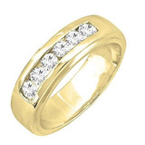 Anillo Boda Hombre Diamante Blanco Oro 14k 1 Ct.