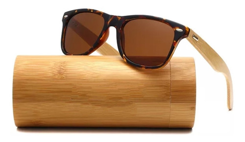 Lentes De Sol Polarizados De Bambú Brown + Caja Madera