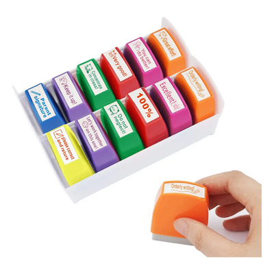 Pack 12 Sellos Autotintables Multicolor para Maestros Ingles Comentarios | MercadoLibre