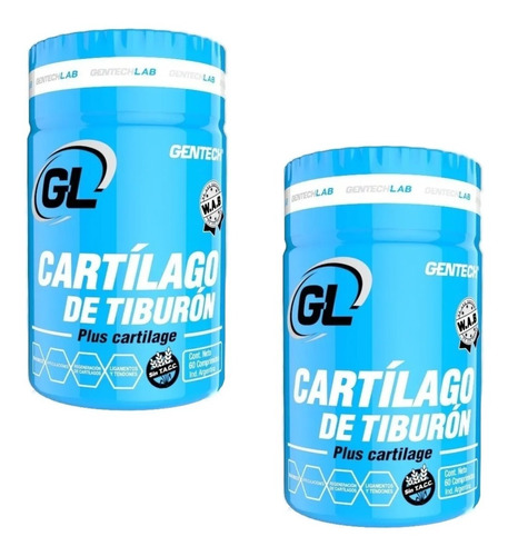 2 Cartílago Tiburón Gentech 60 Tab Glucosamina Con Colágeno