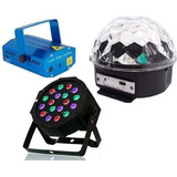 Kit Iluminação Festa Dj Bola Maluca Canhão Leds E Mini Laser