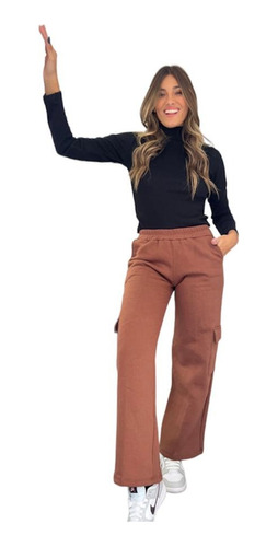 Jogging Cargo Palazzo Jogger Mujer Pantalón Wide Leg Moda 