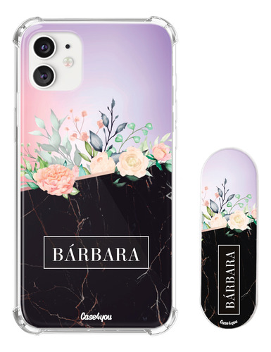 Kit Capa Personalizada + Suporte Celular Degradê Marble