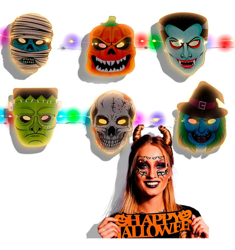 6 Mascara Monster Halloween Frankestein Bruja Calabaza Momia