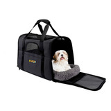 Mochila Transportadora Perros Gatos Incluye Bowl 240ml Color Negro