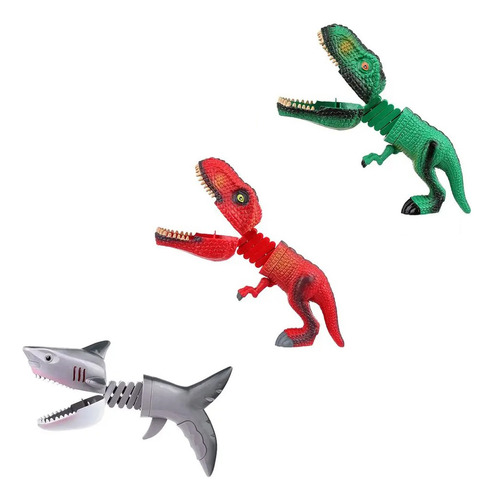 Kit 3 Pistolas Garras De Dinosaurio T Rex Zaza Tiburón Shark