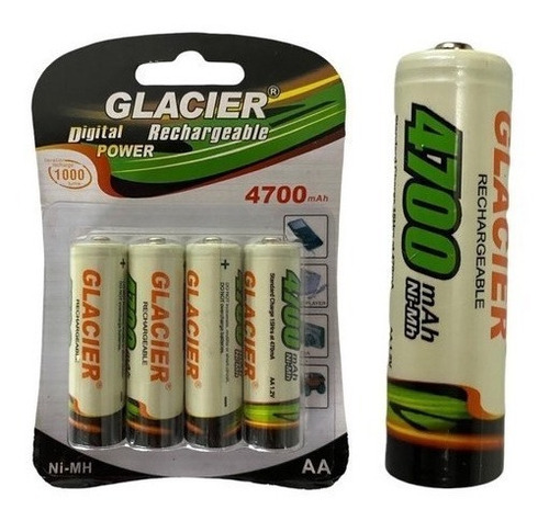 Pilhas Aa Glacier Recarregável 4700mah 1.2v 4 Unidades