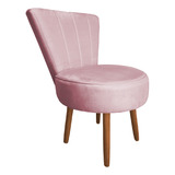 Poltrona Cadeira Decorativa Costurada Elegância Veludo Rosa