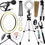 Kit Youtuber Tripé Pedestal Suporte Celular + Luz Ring Light