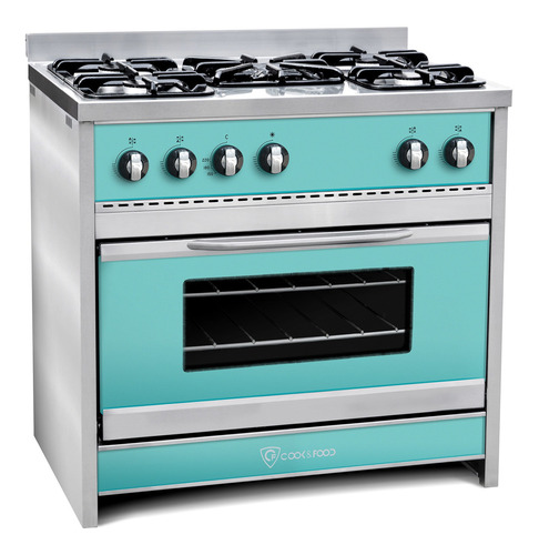 Cocina Industrial Cook & Food Chiara Cf90 A Gas/eléctrica 5 Hornallas  Verde 220v Puerta Con Visor