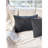 Funda Almohadon Negro Liso 50x70 Tusor Algodon Deco