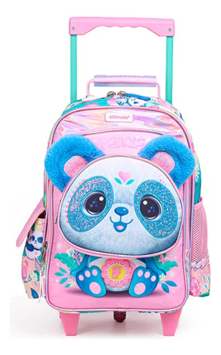 Chimola Mochila Carro 14 Pulgadas Little Panda Bt59 Color Multicolor Diseño De La Tela Estampado