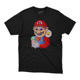 Remera Mario Bros Comiendo Hongo Algodon 100% Impresion Dtg