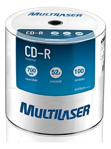 Mídia Virgem Cd-r Multilaser 700mb 80min 100 Unidades 