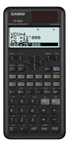 Calculadora Financiera Casio Fc-200v 4 Lin 10+2 Dig Solar