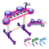  Piano Teclado Infantil Musical Com Bateria E Disco Dj