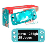 Nintendo Switch Lite Desbl0-queado Novo + Sd 256gb + 25 Jgos