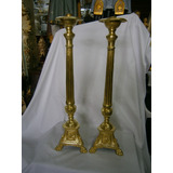 Candelabros Bronce Una Vela Base Triangular Precio X C/u